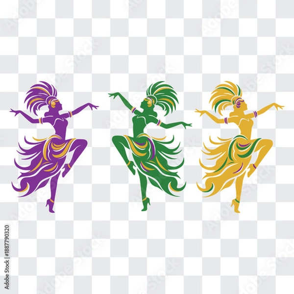 Obraz Carnival Dancer Silhouette in Dynamic Pose
