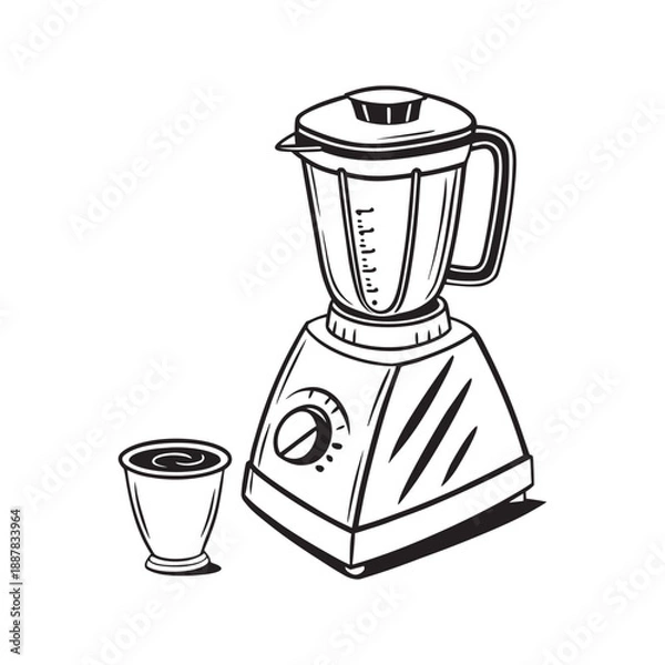 Obraz Blender Kitchen Appliance Outline Vector Illustration