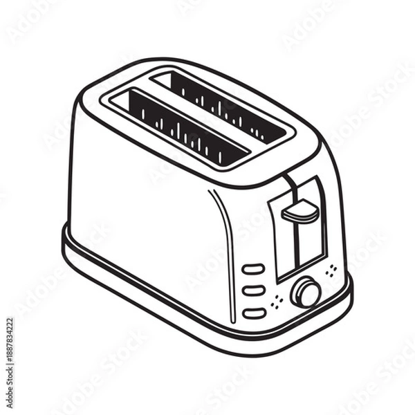 Obraz Toaster Kitchen Appliance Outline Vector Illustration