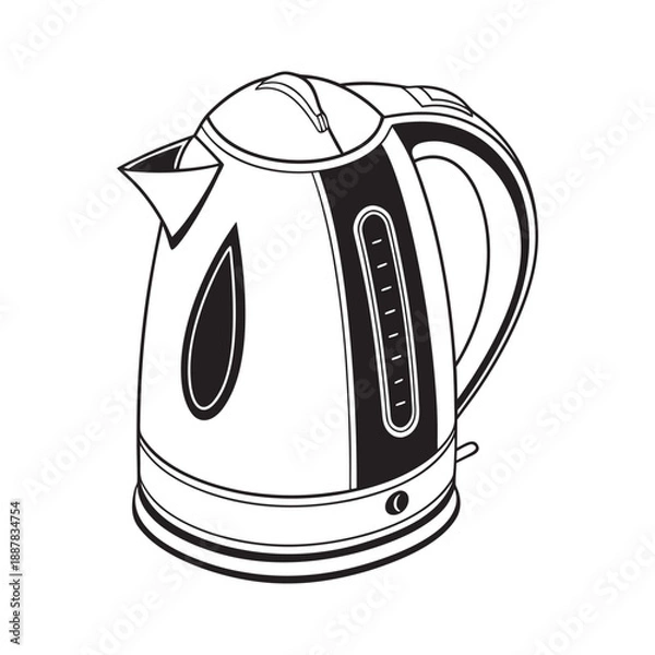 Obraz Electric Kettle Line Art Vector Illustration