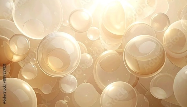 Obraz Golden shiny transparent bubbles floating.