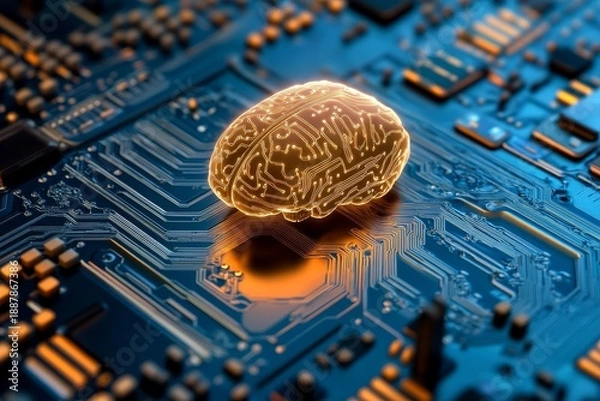 Fototapeta Artificial intelligence information processing, digital brain.