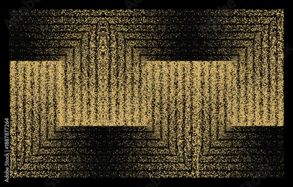 Obraz Abstract gold and black geometric texture background with gritty stipple pattern and architectural frames.