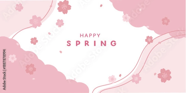 Obraz 春素材　桜のイラスト　春のバナー　背景　