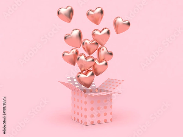 Fototapeta gift box balloon heart group floating love valentine concept 3d rendering