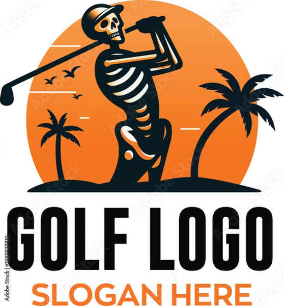 Fototapeta golf logo design with editable vector file