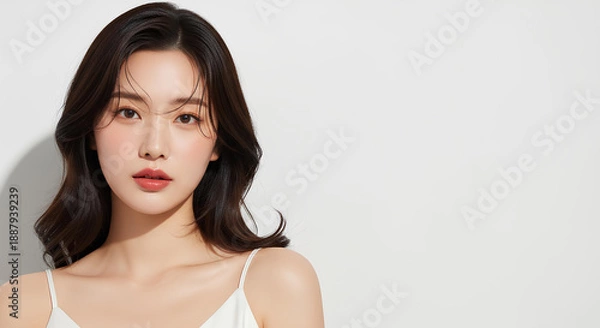 Obraz ロングヘアの日本人女性のビューティーポートレート	