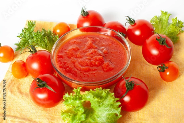 Obraz トマトペーストとフレッシュ野菜