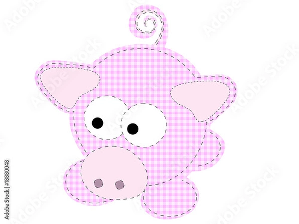 Obraz Patchwork Piggy Craft Cartoon Pig Vector