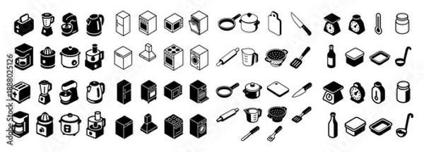 Obraz Kitchen appliance icon collection