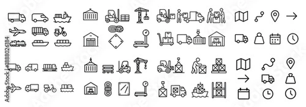 Obraz Transport and logistics icon set
