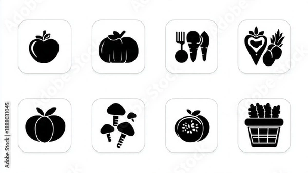 Fototapeta vegetables icons set