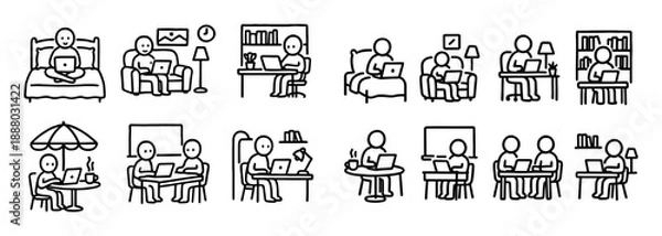 Obraz Remote Learning Doodle Icons