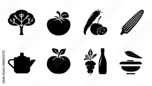 Fototapeta vegetables icons set