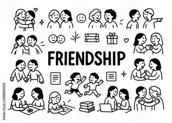 Obraz Friendship Activities Illustrated