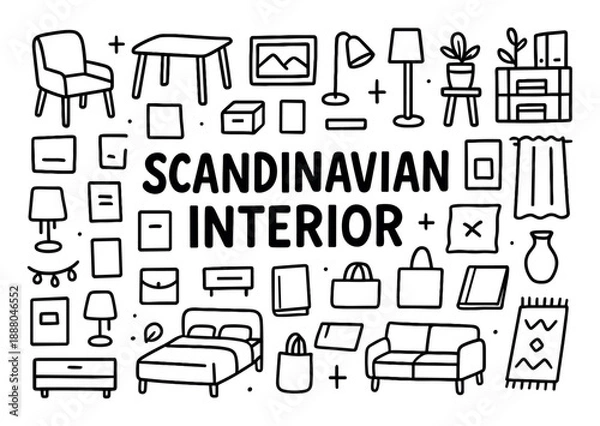 Obraz Scandinavian Interior Doodle