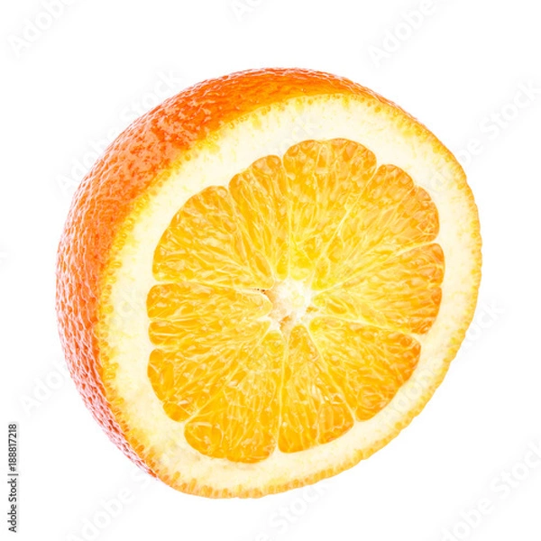 Fototapeta Half of orange, citrus fruit, isolated on white background, clipping path