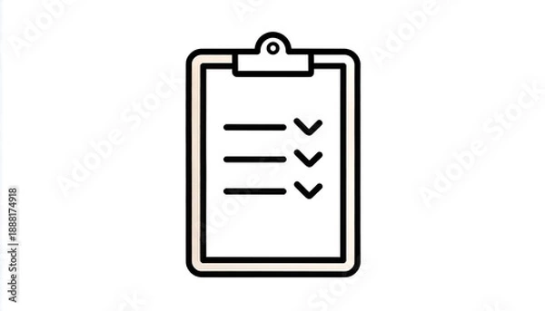 Obraz A flat-design clipboard icon with three checked boxes on a white background