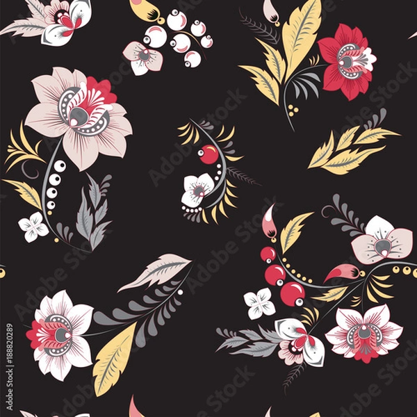 Fototapeta stock vector seamless flower, doodle pattern. abstract art background
