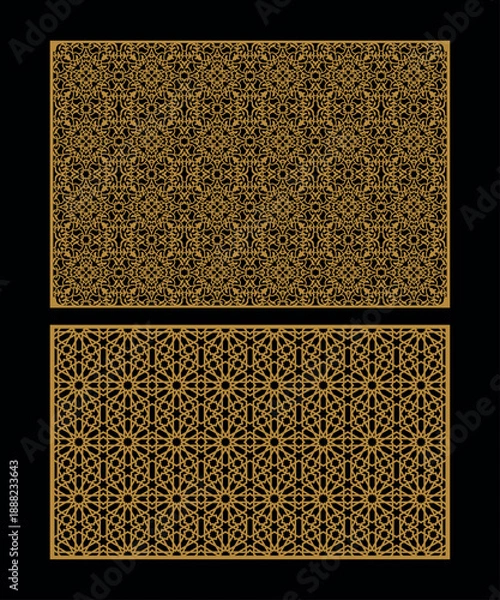 Obraz golden ornate geometric patterns on black background