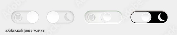 Obraz Day and night mode. Dark mode and light mode. Modern button set. Material design switch button. Vector