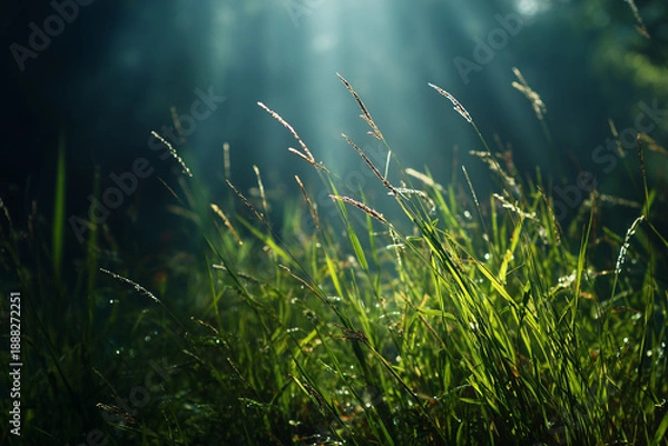 Obraz Meadow grass with sun rays 