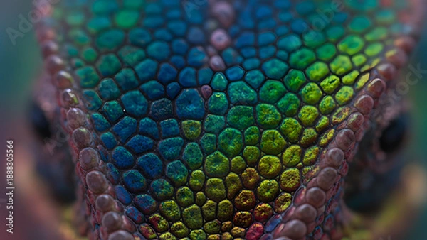 Obraz Iridescent Chameleon Skin Macro Texture