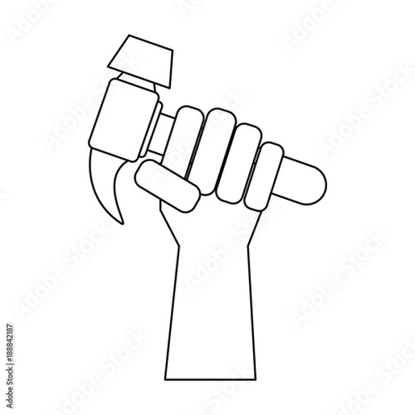 Fototapeta Hand with hammer icon vector illustration graphic design