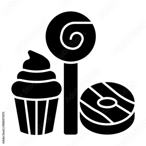 Obraz Sweet treat solid icon illustration