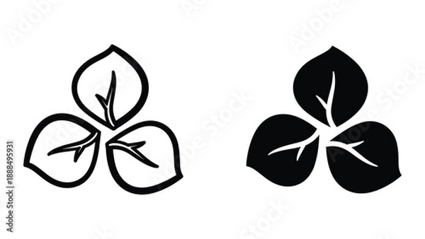Obraz Simple black and white leaf illustration