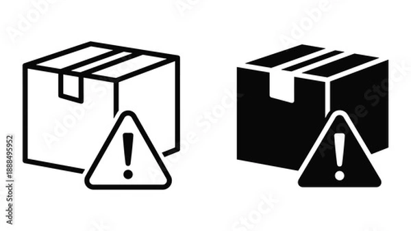 Obraz Warning sign on package box indicating caution or alert
