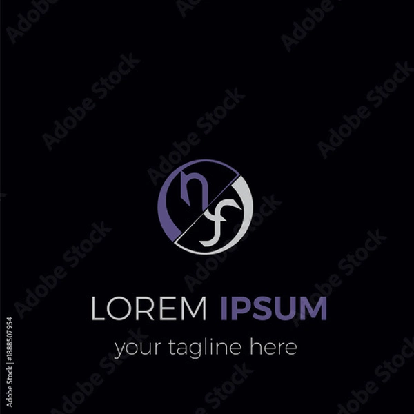Obraz Abstract Vector Letter Logo Design with Initials NF created using nice and elegant isolated lowercase letters.