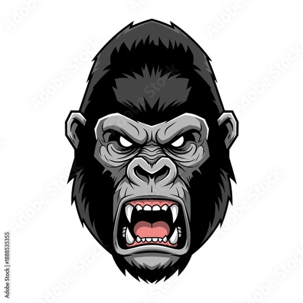 Obraz Angry Gorilla Head Mascot Vector Logo Portrait