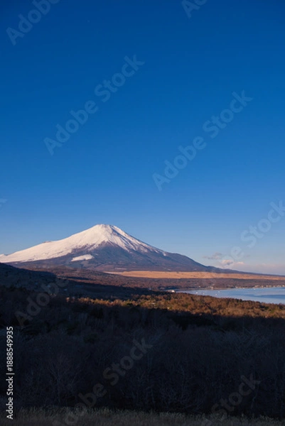 Obraz 山中湖明神山パノラマ台から望む冠雪の富士山