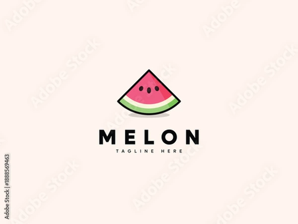 Obraz Cute Watermelon Slice Illustration Logo