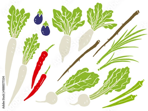 Obraz 江戸東京野菜のイラストセット