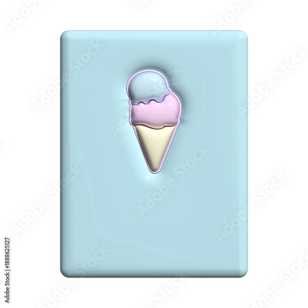 Obraz 3d風のぷっくりアイスノート水色表紙★