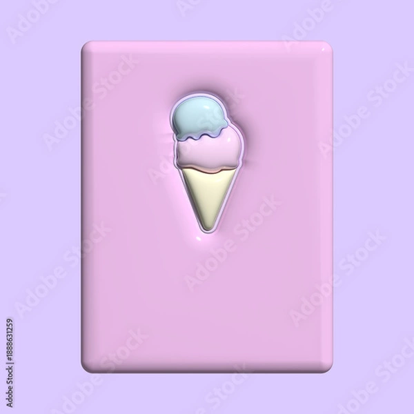 Obraz 3d風のぷっくりアイスノートピンク表紙♪