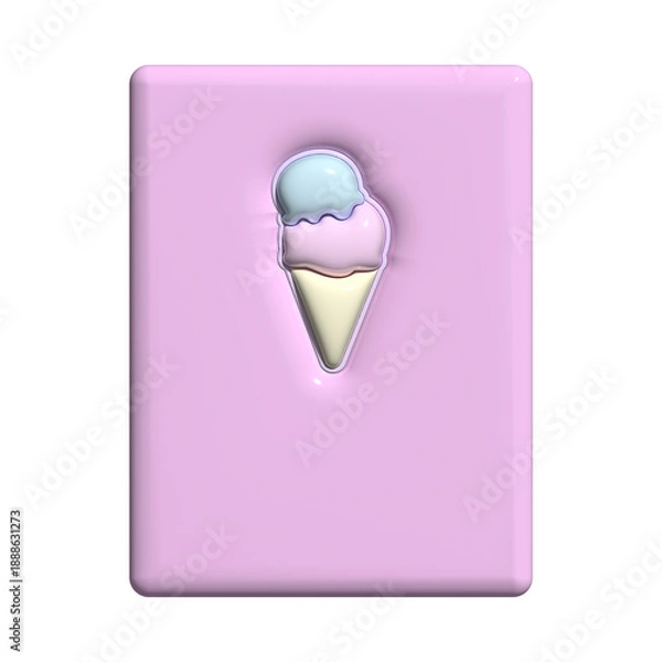 Obraz 3d風のぷっくりアイスノートピンク表紙♪png