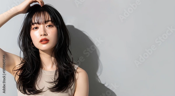 Obraz おしゃれなカットモデル女性の自然光ポートレート (Soft Radiance Portrait Series)	