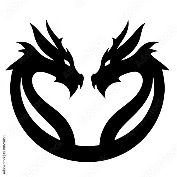 Obraz Two dragon logo silhouette
