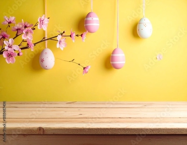 Obraz easter eggs on wooden background