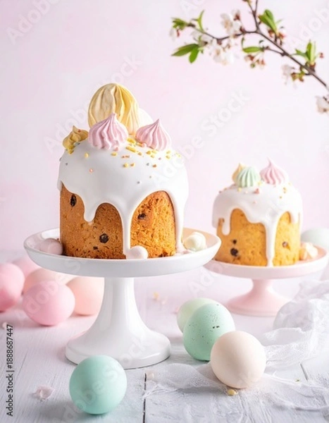 Obraz easter cake and eggs