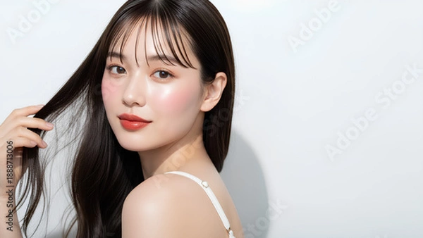 Obraz 美肌で透明感のある女性のビューティーポートレート