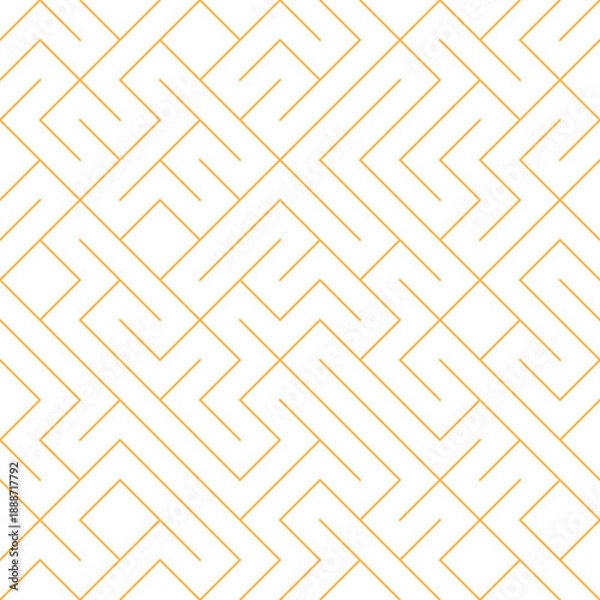Obraz Abstract geometric maze pattern with thin orange lines on white background.