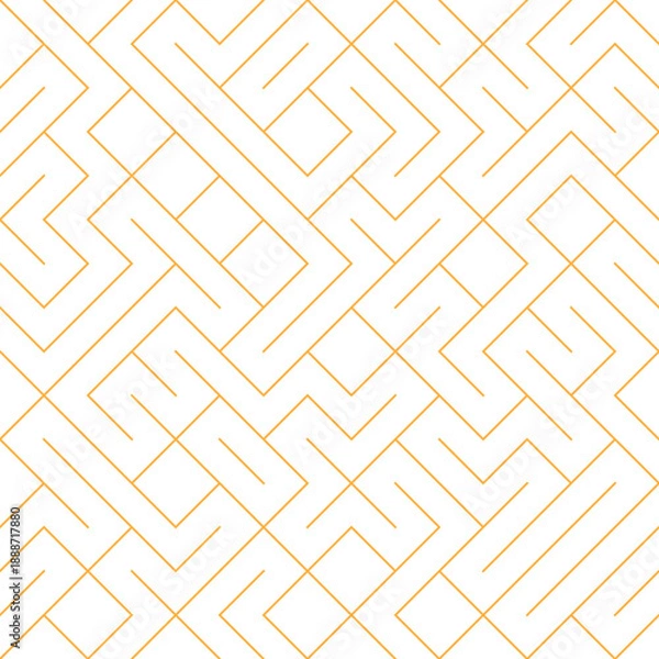 Obraz Abstract geometric maze pattern with thin orange lines on white background.