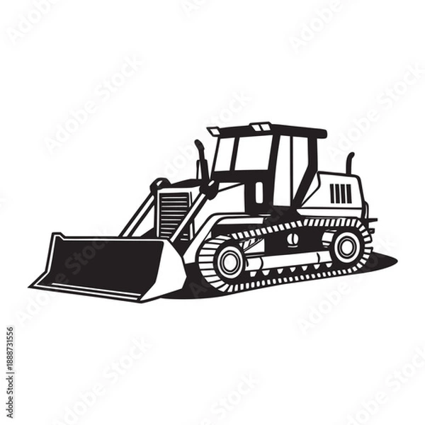 Obraz Bulldozer Construction Machine Outline Vector Illustration