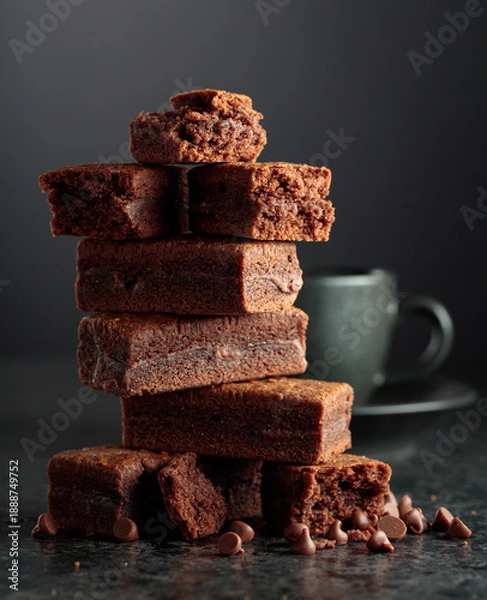 Obraz Brownie on a black stone table.