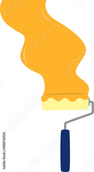 Fototapeta Paint Roller Yellow Stroke