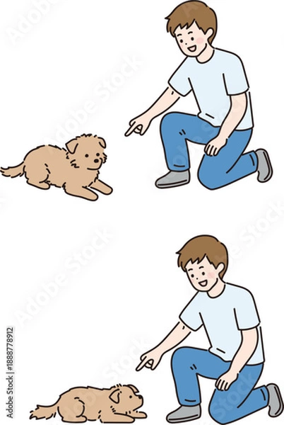 Fototapeta 애견 반려견 강아지 일러스트 